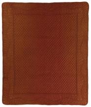 orange cotton sateen "couvre-lit" or wholecloth quilt