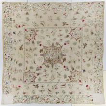 Bedcover, plain quilting and embroidery