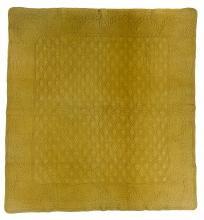 Golden "couvre-lit" or wholecloth quilt made of cotton
