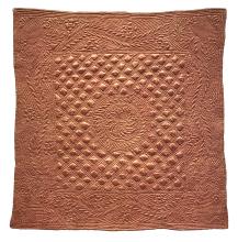 pink silk damask "vanne" or wholecloth quilt